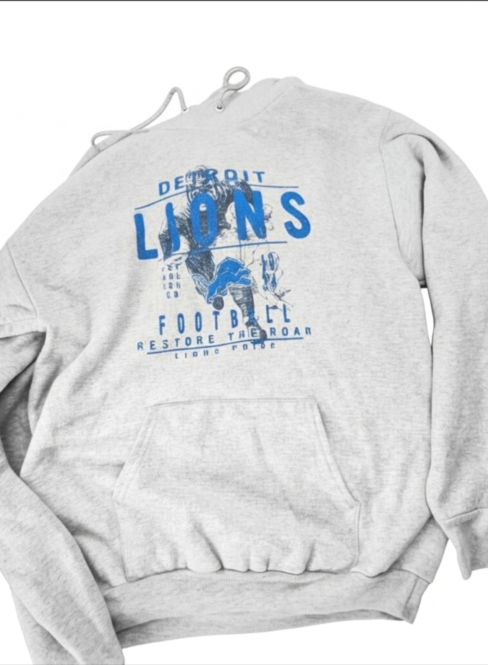 Detroit Lions Hoodie Mens Medium Gray Pullover Sweatshirt NFL Football Graphic M
